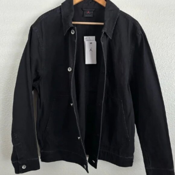 Air Jordan Flight Heritage Black Denim Workwear Trucker Jacket FN4527 Size - Picture 4 of 7